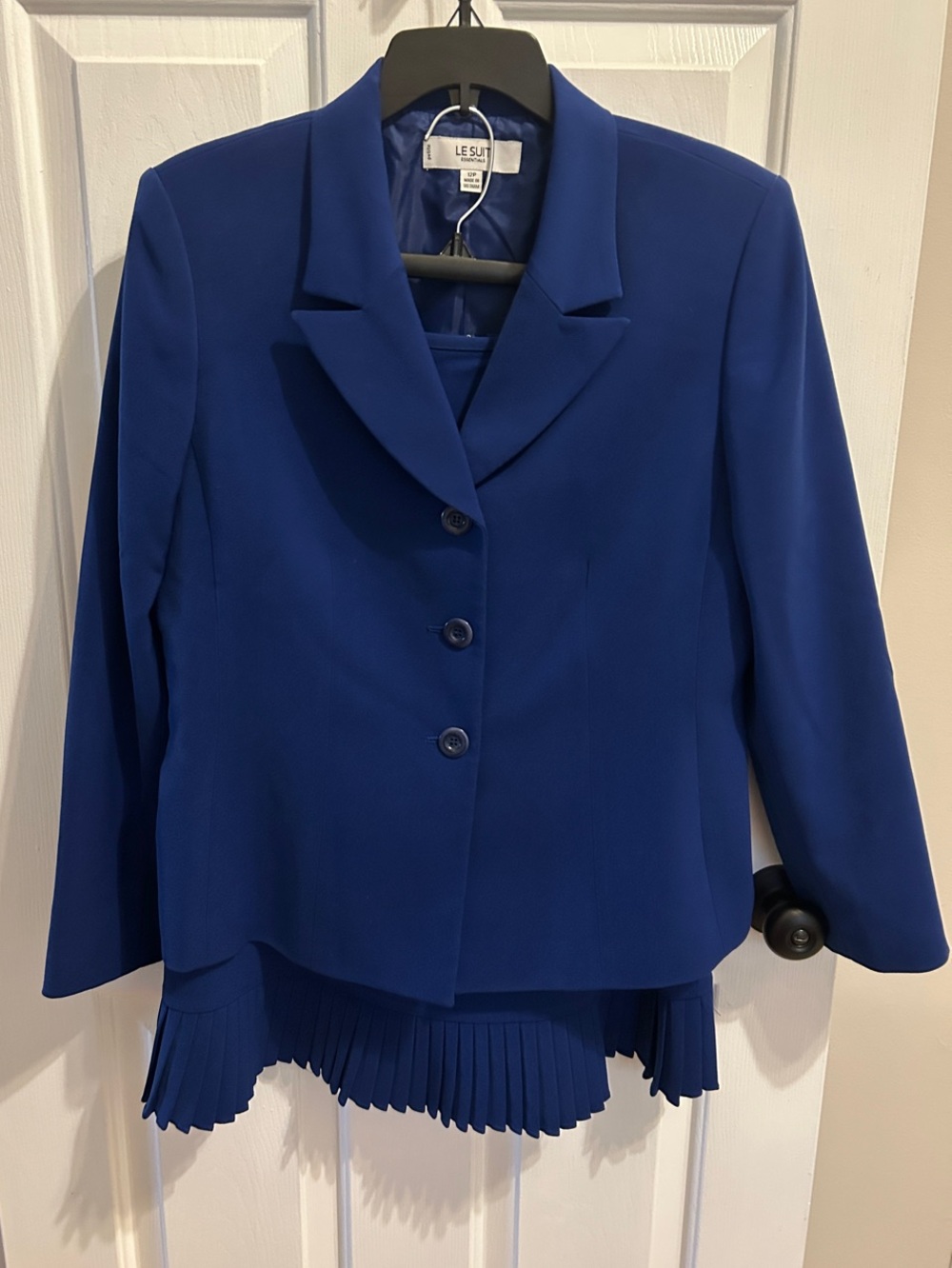 Le Suit Women's Cobalt Blue Suit Pleated Hem Skirt 12P
